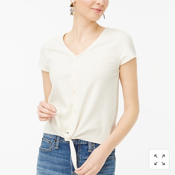 J. Crew textured tie-front top- NWT - Picture 2 of 4